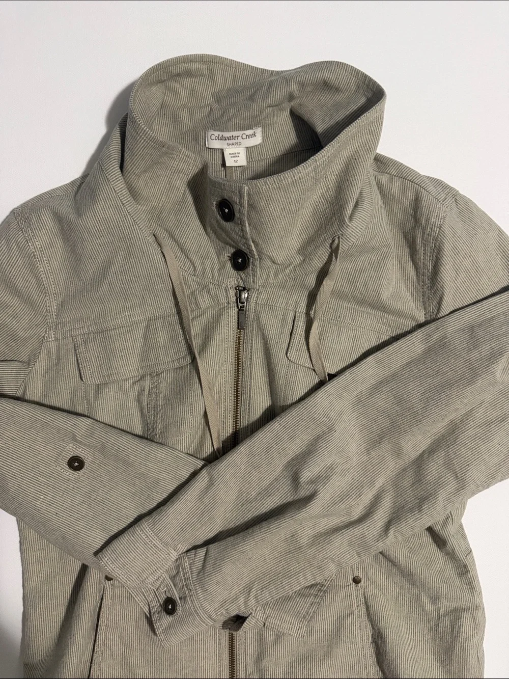 Coldwater Creek Women's Light Gray Casual Jacket with Stand Collar - 12